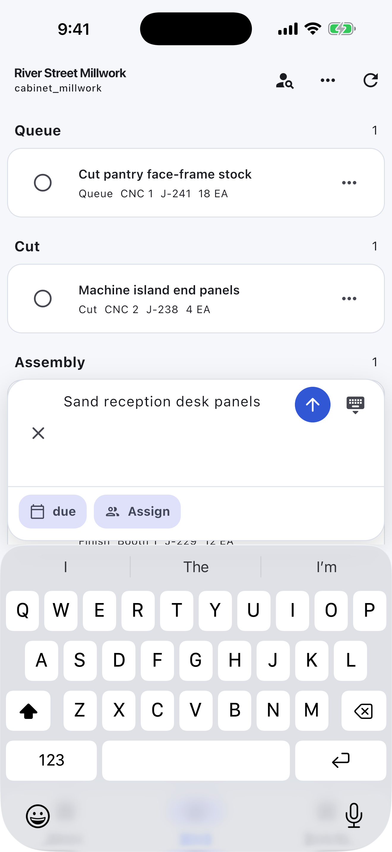 Cabinet & Millwork Turnboards mobile app — Next operation