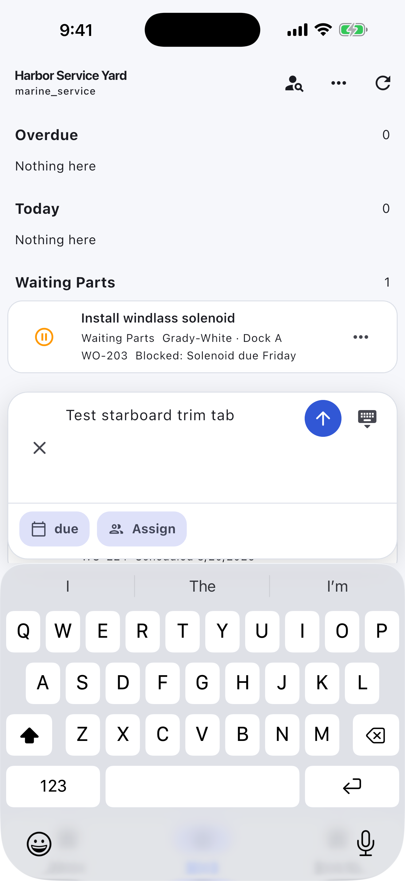 Marine Service Turnboards mobile app — Service at dock