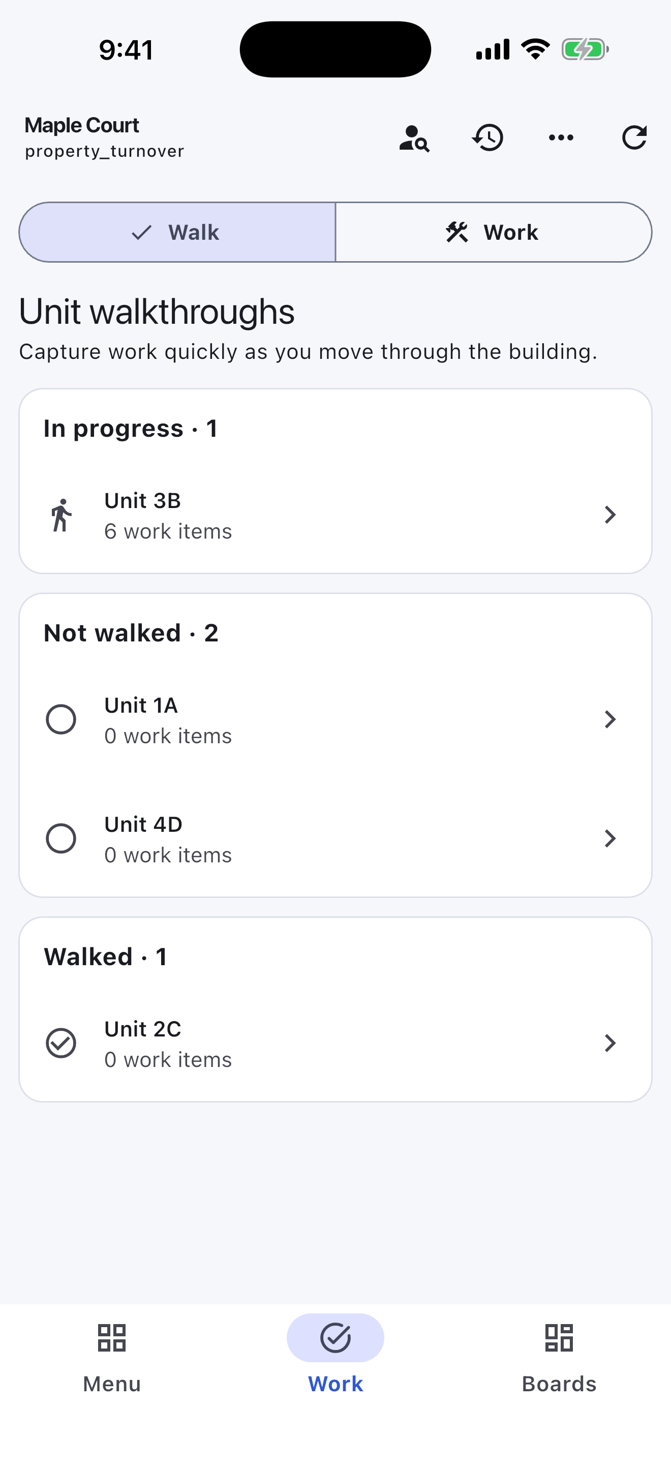 Property Turnovers Turnboards mobile app — Walk every unit