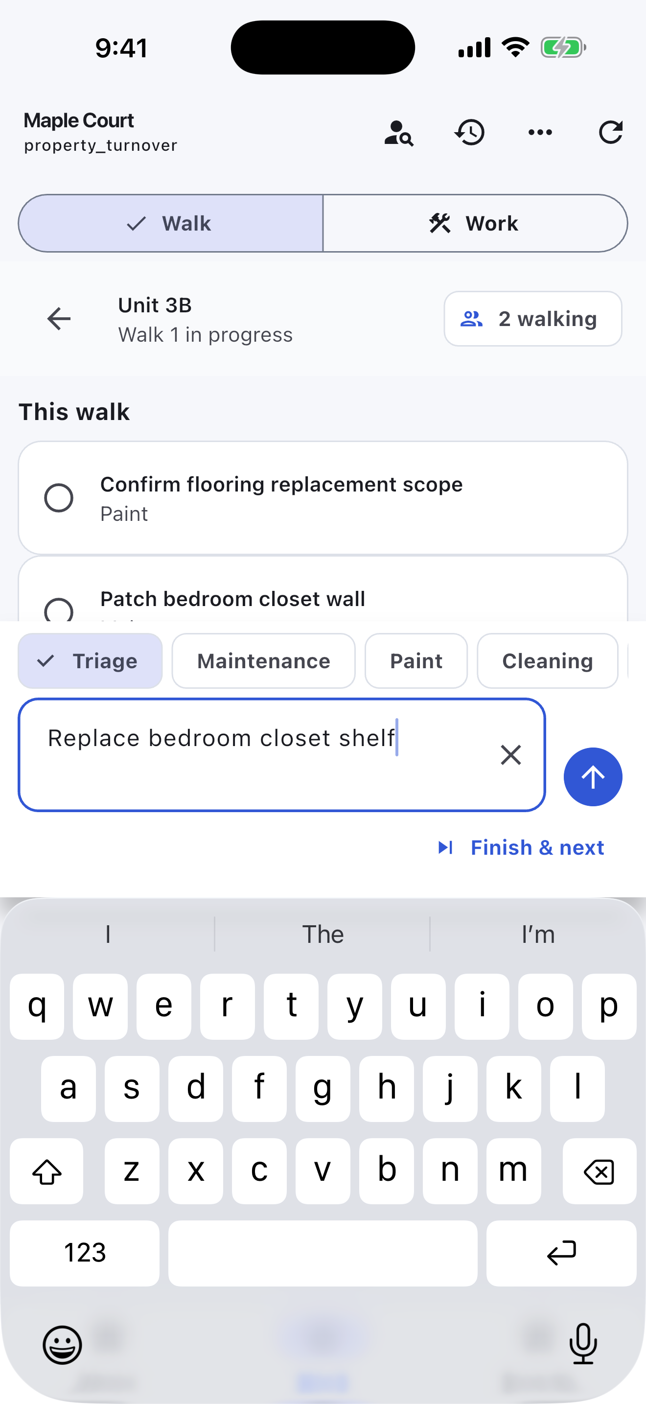 Property Turnovers Turnboards mobile app — Capture issues while walking